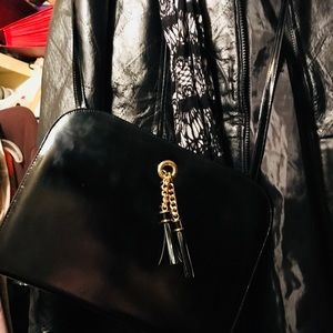 Black Leather Sacks 5th Avenue Purse